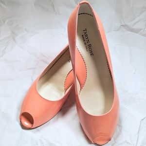 Taryn Rose peep toe wedge coral pink 36.5 size 6.5